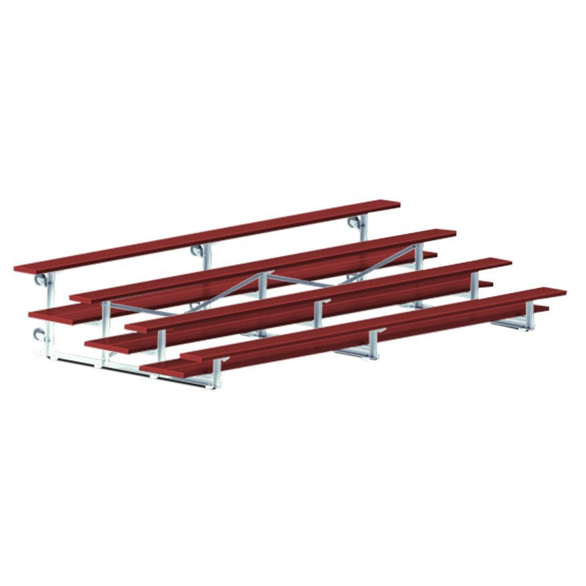 Jaypro Sports Bleacher - 4 Row - Tip & Roll, Double Foot Plank, Powder Coated - 15' L (BLDP - 4TRGPC) - SchoolOutlet