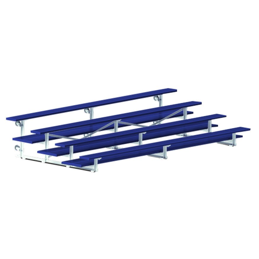 Jaypro Sports Bleacher - 4 Row - Tip & Roll, Double Foot Plank, Powder Coated - 15' L (BLDP - 4TRGPC) - SchoolOutlet