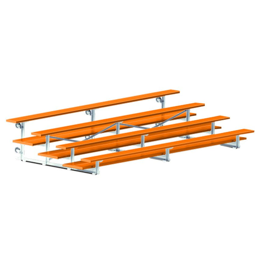 Jaypro Sports Bleacher - 4 Row - Tip & Roll, Double Foot Plank, Powder Coated - 15' L (BLDP - 4TRGPC) - SchoolOutlet