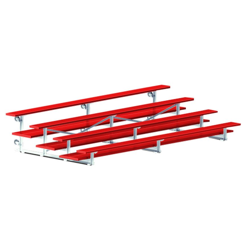 Jaypro Sports Bleacher - 4 Row - Tip & Roll, Double Foot Plank, Powder Coated - 15' L (BLDP - 4TRGPC) - SchoolOutlet