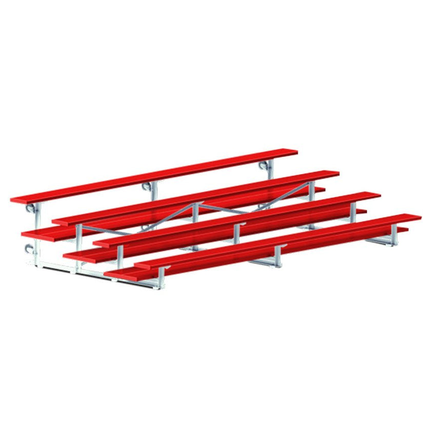 Jaypro Sports Bleacher - 4 Row - Tip & Roll, Double Foot Plank, Powder Coated - 15' L (BLDP - 4TRGPC) - SchoolOutlet