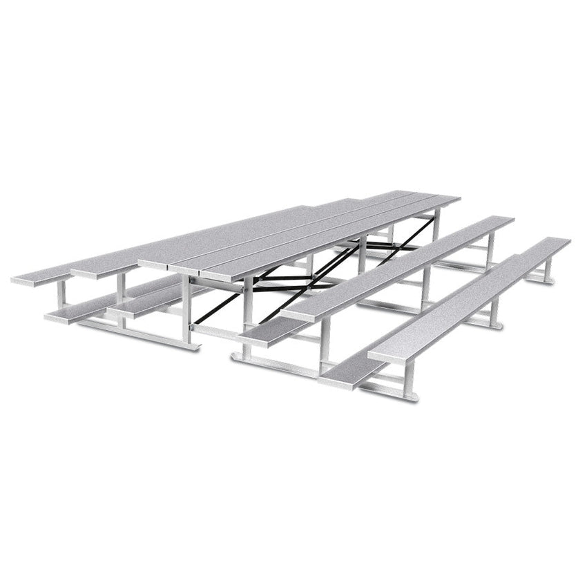 Jaypro Sports Bleacher - 3 Row - Tip & Roll, Single Foot Plank, Back to Back - 15' L (BTBB - 3) - SchoolOutlet