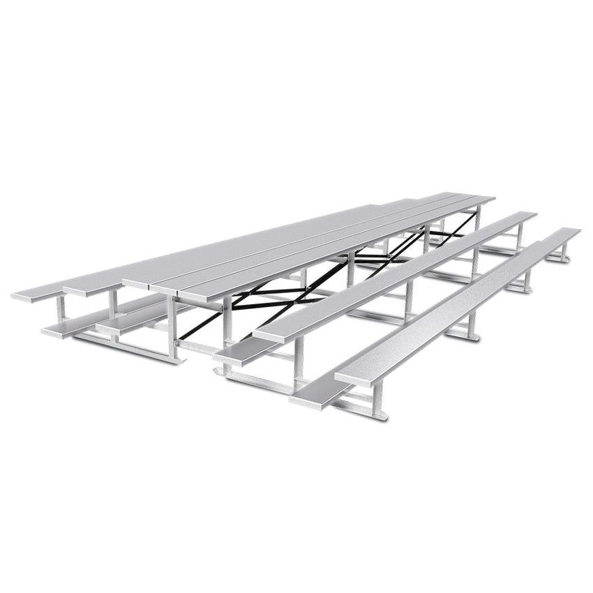Jaypro Sports Bleacher - 3 Row - Tip & Roll, Single Foot Plank, Back to Back - 21' L (BTBB - 321) - SchoolOutlet