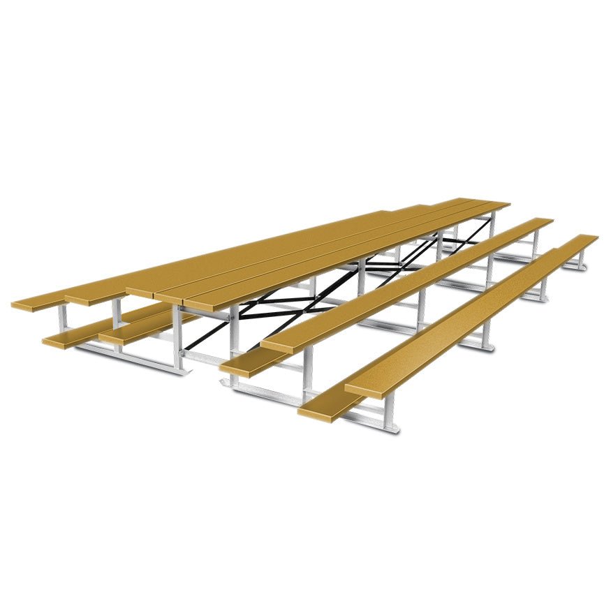 Jaypro Sports Bleacher - 3 Row - Tip & Roll, Single Foot Plank, Back to Back, Powder Coated - 21' L (BTBB - 321PC) - SchoolOutlet
