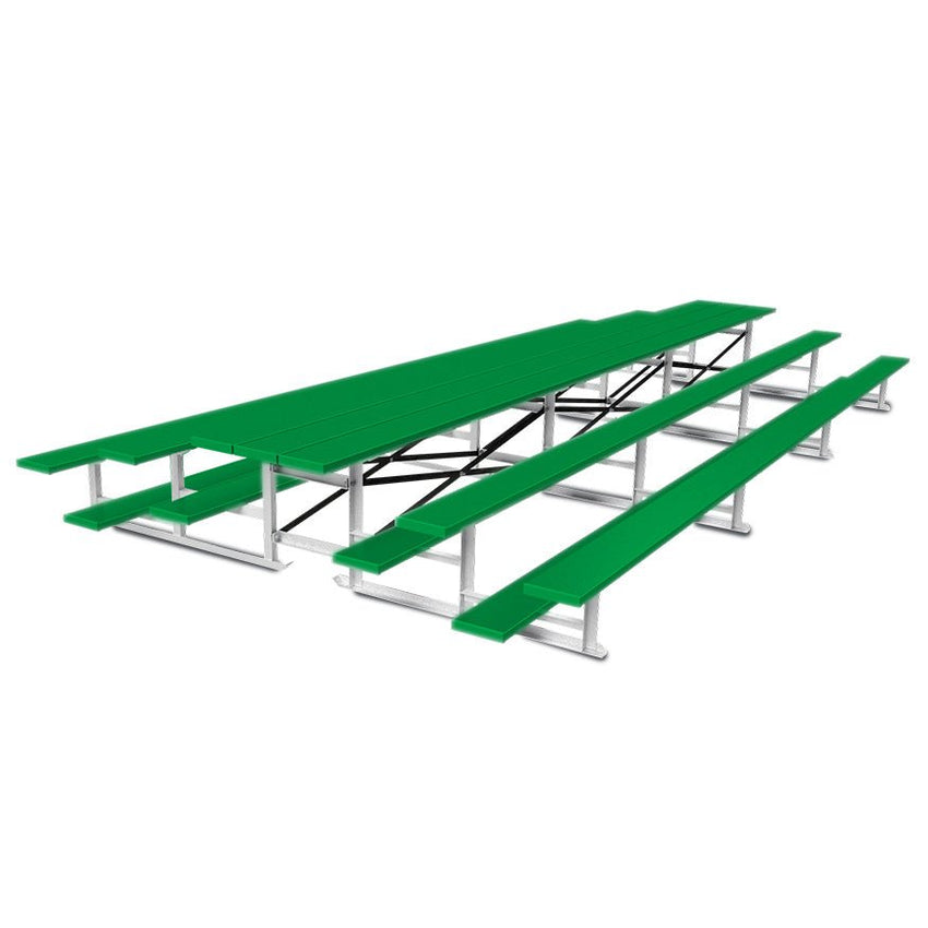 Jaypro Sports Bleacher - 3 Row - Tip & Roll, Single Foot Plank, Back to Back, Powder Coated - 21' L (BTBB - 321PC) - SchoolOutlet