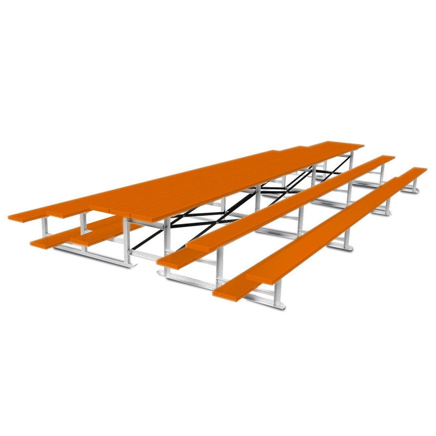 Jaypro Sports Bleacher - 3 Row - Tip & Roll, Single Foot Plank, Back to Back, Powder Coated - 21' L (BTBB - 321PC) - SchoolOutlet