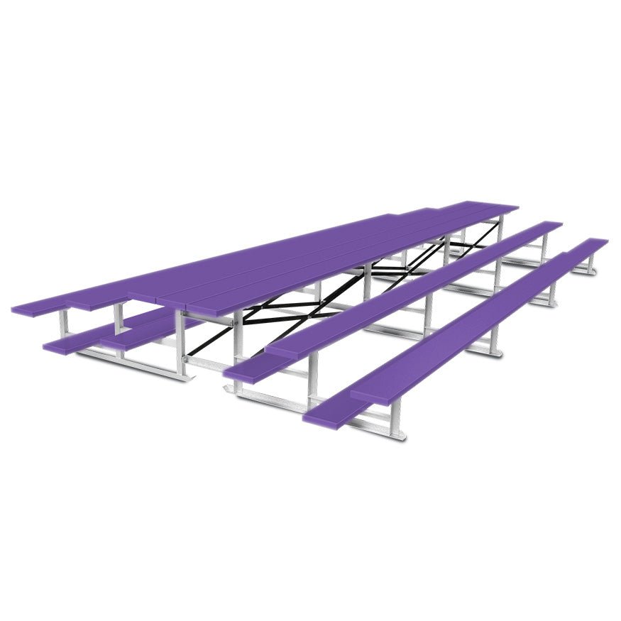 Jaypro Sports Bleacher - 3 Row - Tip & Roll, Single Foot Plank, Back to Back, Powder Coated - 21' L (BTBB - 321PC) - SchoolOutlet