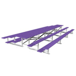 Jaypro Sports Bleacher - 3 Row - Tip & Roll, Single Foot Plank, Back to Back, Powder Coated - 21' L (BTBB - 321PC) - SchoolOutlet