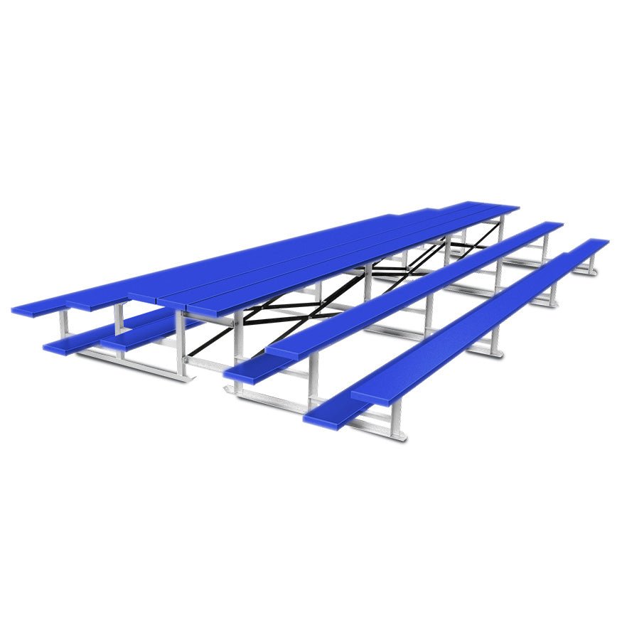 Jaypro Sports Bleacher - 3 Row - Tip & Roll, Single Foot Plank, Back to Back, Powder Coated - 21' L (BTBB - 321PC) - SchoolOutlet