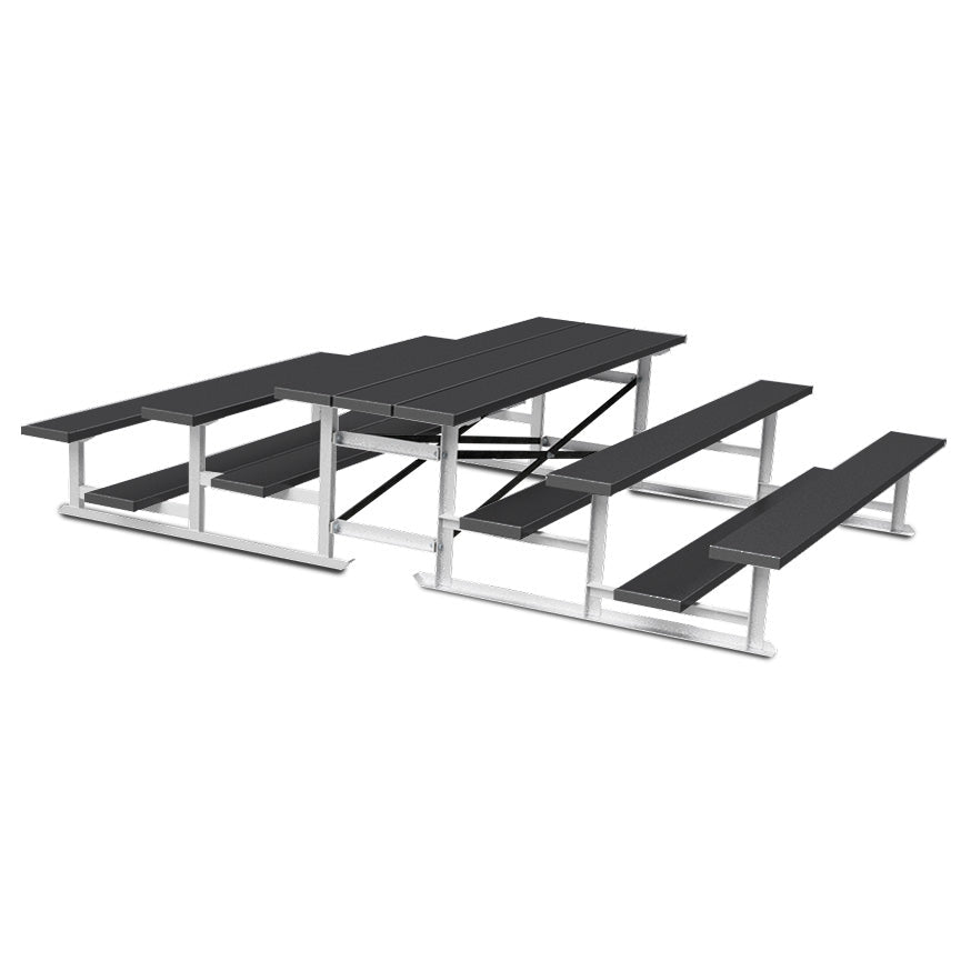 Jaypro Sports Bleacher - 3 Row - Tip & Roll, Single Foot Plank, Back to Back, Powder Coated - 7.5' L (BTBB - 375PC) - SchoolOutlet
