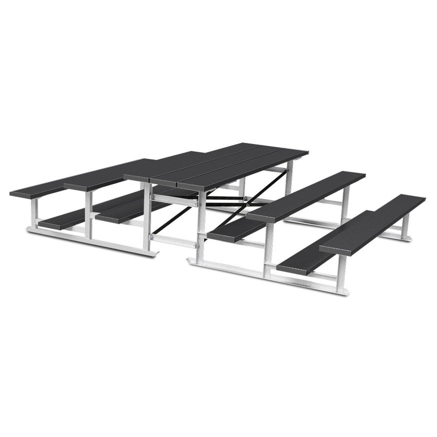 Jaypro Sports Bleacher - 3 Row - Tip & Roll, Single Foot Plank, Back to Back, Powder Coated - 7.5' L (BTBB - 375PC) - SchoolOutlet