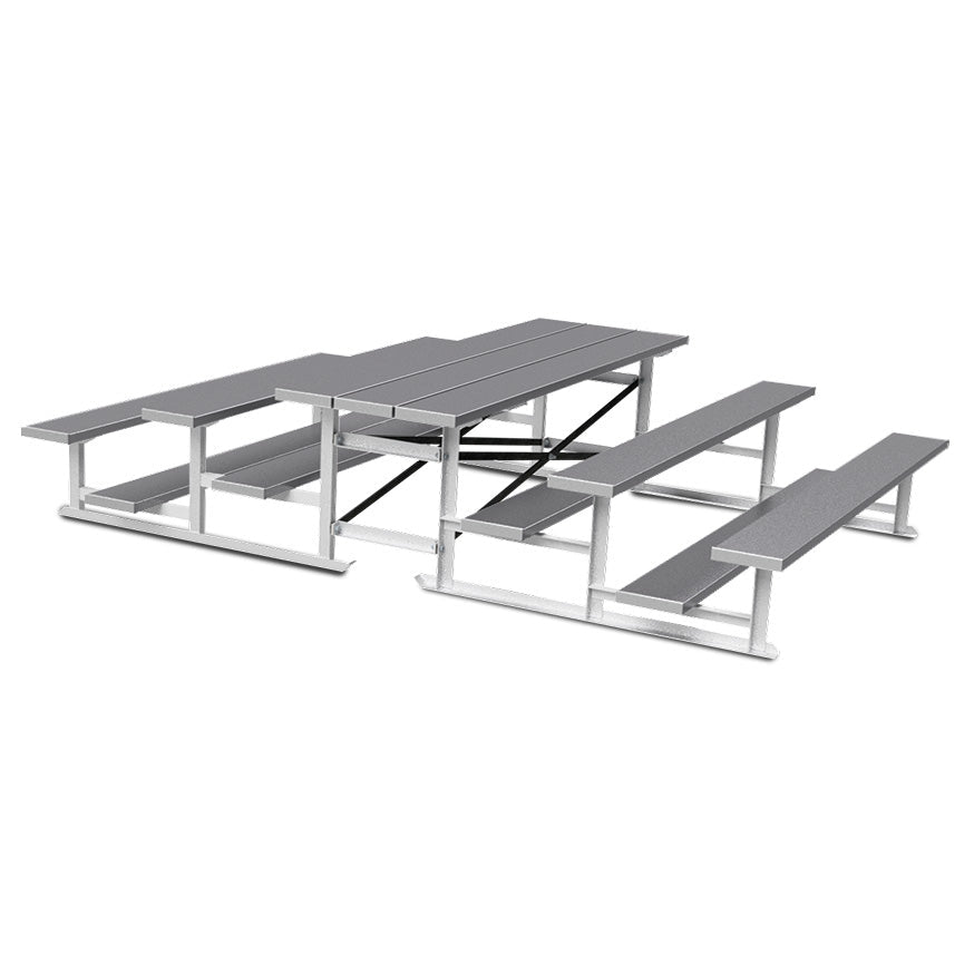 Jaypro Sports Bleacher - 3 Row - Tip & Roll, Single Foot Plank, Back to Back, Powder Coated - 7.5' L (BTBB - 375PC) - SchoolOutlet
