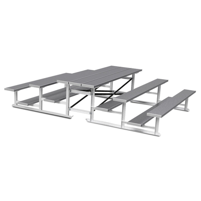 Jaypro Sports Bleacher - 3 Row - Tip & Roll, Single Foot Plank, Back to Back, Powder Coated - 7.5' L (BTBB - 375PC) - SchoolOutlet