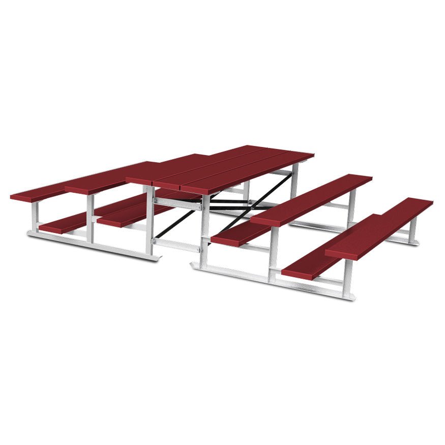 Jaypro Sports Bleacher - 3 Row - Tip & Roll, Single Foot Plank, Back to Back, Powder Coated - 7.5' L (BTBB - 375PC) - SchoolOutlet