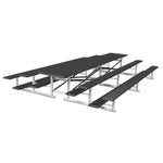 Jaypro Sports Bleacher - 3 Row - Tip & Roll, Single Foot Plank, Back to Back, Powder Coated - 15' L (BTBB - 3PC) - SchoolOutlet