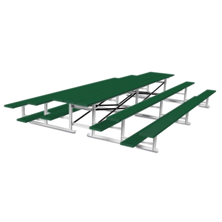 Jaypro Sports Bleacher - 3 Row - Tip & Roll, Single Foot Plank, Back to Back, Powder Coated - 15' L (BTBB - 3PC) - SchoolOutlet