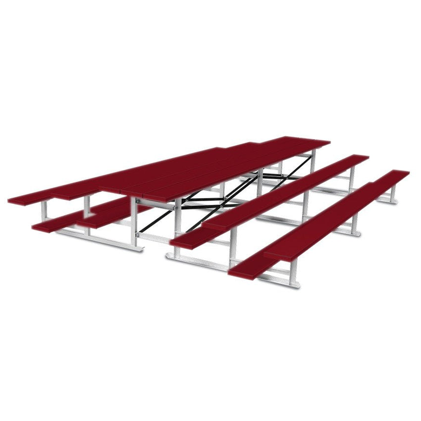 Jaypro Sports Bleacher - 3 Row - Tip & Roll, Single Foot Plank, Back to Back, Powder Coated - 15' L (BTBB - 3PC) - SchoolOutlet