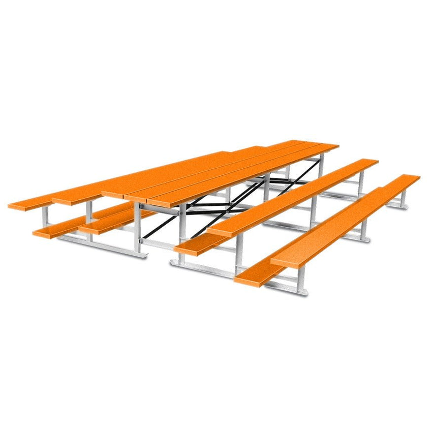 Jaypro Sports Bleacher - 3 Row - Tip & Roll, Single Foot Plank, Back to Back, Powder Coated - 15' L (BTBB - 3PC) - SchoolOutlet