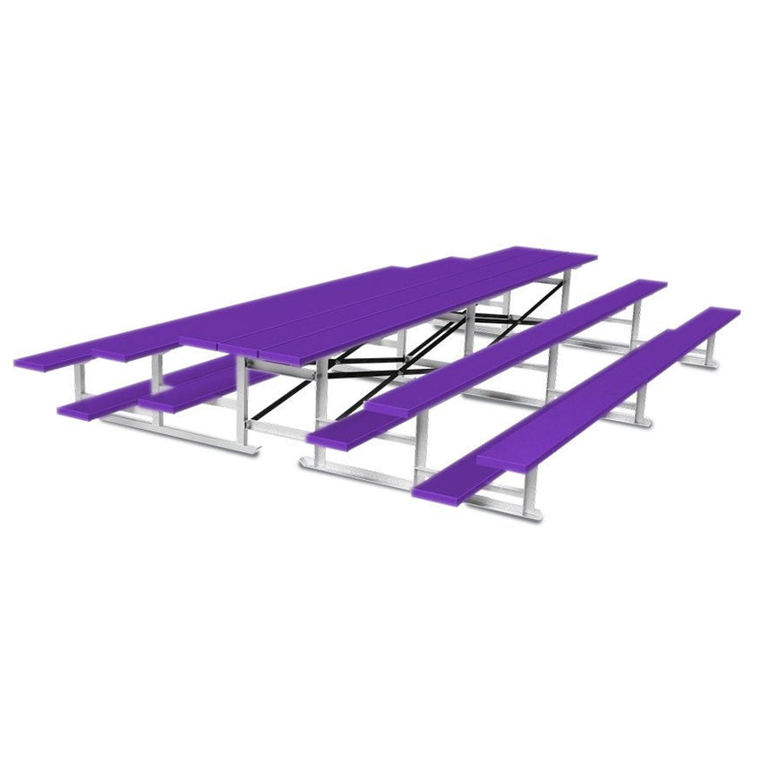 Jaypro Sports Bleacher - 3 Row - Tip & Roll, Single Foot Plank, Back to Back, Powder Coated - 15' L (BTBB - 3PC) - SchoolOutlet