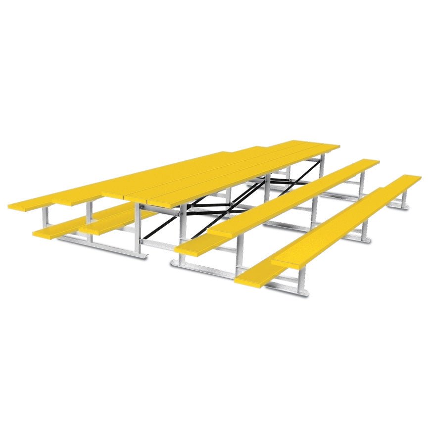Jaypro Sports Bleacher - 3 Row - Tip & Roll, Single Foot Plank, Back to Back, Powder Coated - 15' L (BTBB - 3PC) - SchoolOutlet