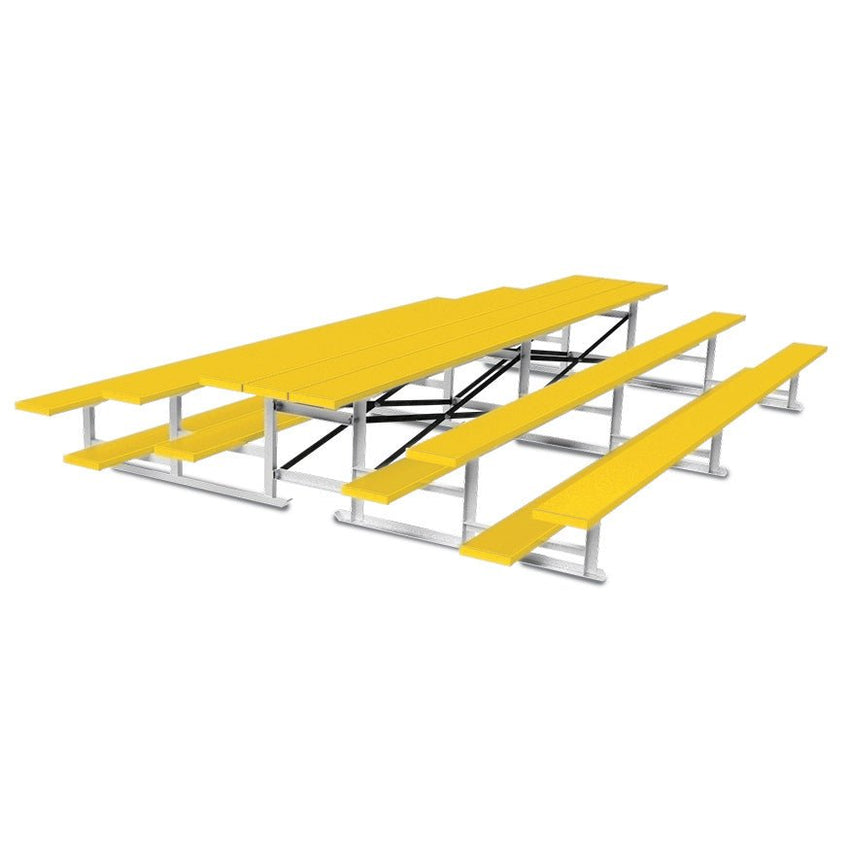 Jaypro Sports Bleacher - 3 Row - Tip & Roll, Single Foot Plank, Back to Back, Powder Coated - 15' L (BTBB - 3PC) - SchoolOutlet