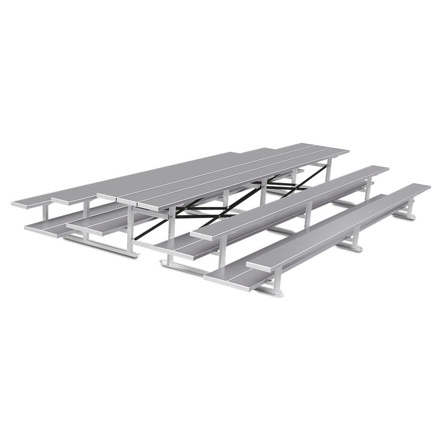 Jaypro Sports Bleacher - 3 Row - Tip & Roll, Double Foot Plank, Back to Back - 15' L (BTDP - 3) - SchoolOutlet