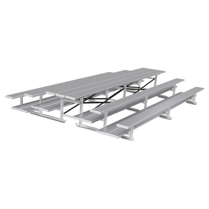 Jaypro Sports Bleacher - 3 Row - Tip & Roll, Double Foot Plank, Back to Back - 15' L (BTDP - 3) - SchoolOutlet