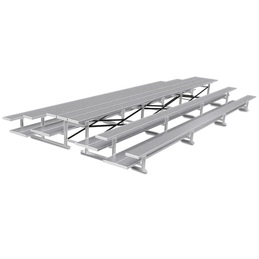 Jaypro Sports Bleacher - 3 Row - Tip & Roll, Double Foot Plank, Back to Back - 21' L (BTDP - 321) - SchoolOutlet