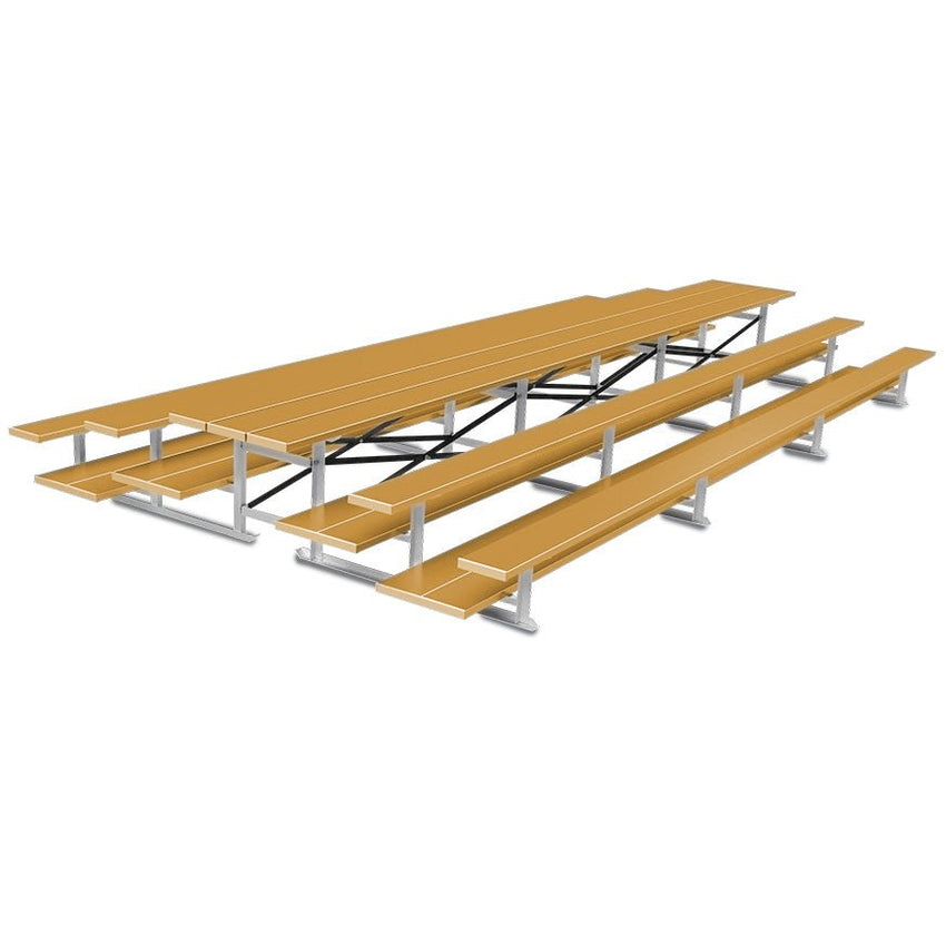 Jaypro Sports Bleacher - 3 Row - Tip & Roll, Double Foot Plank, Back to Back, Powder Coated - 21' L (BTDP - 321PC) - SchoolOutlet