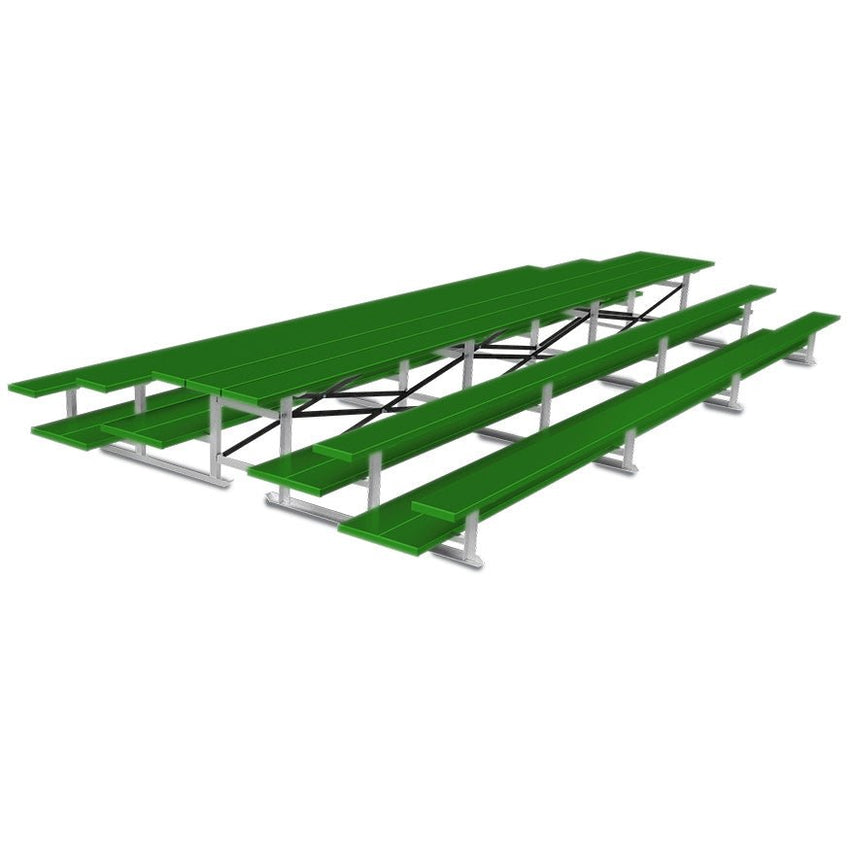 Jaypro Sports Bleacher - 3 Row - Tip & Roll, Double Foot Plank, Back to Back, Powder Coated - 21' L (BTDP - 321PC) - SchoolOutlet