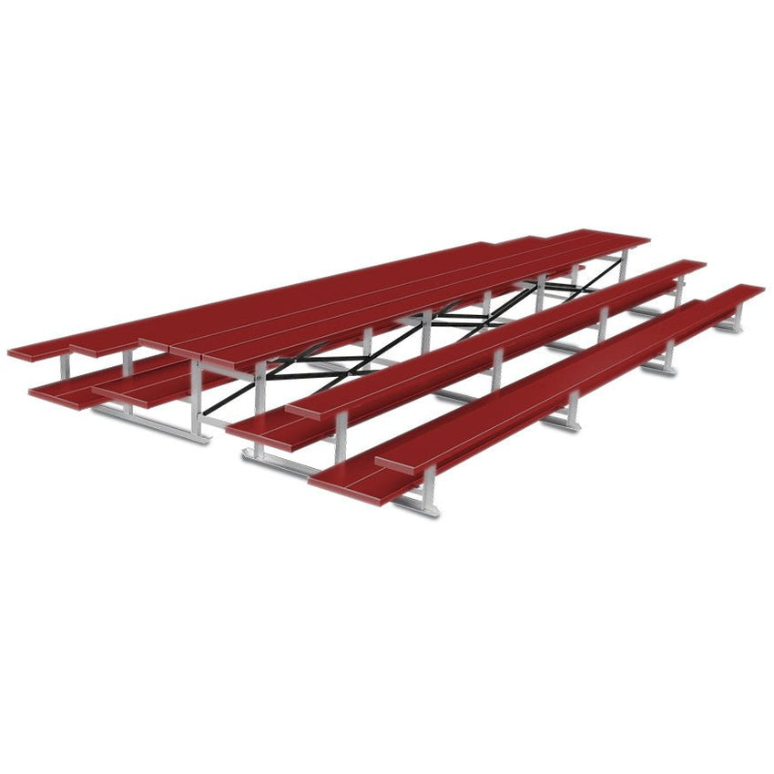 Jaypro Sports Bleacher - 3 Row - Tip & Roll, Double Foot Plank, Back to Back, Powder Coated - 21' L (BTDP - 321PC) - SchoolOutlet