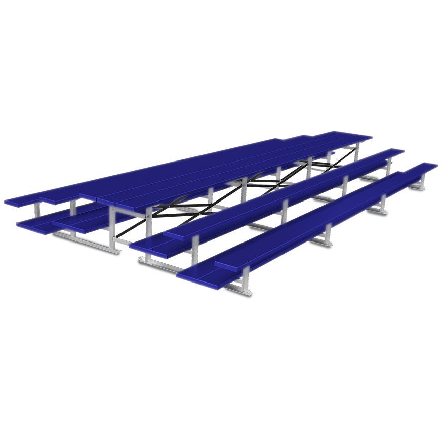 Jaypro Sports Bleacher - 3 Row - Tip & Roll, Double Foot Plank, Back to Back, Powder Coated - 21' L (BTDP - 321PC) - SchoolOutlet