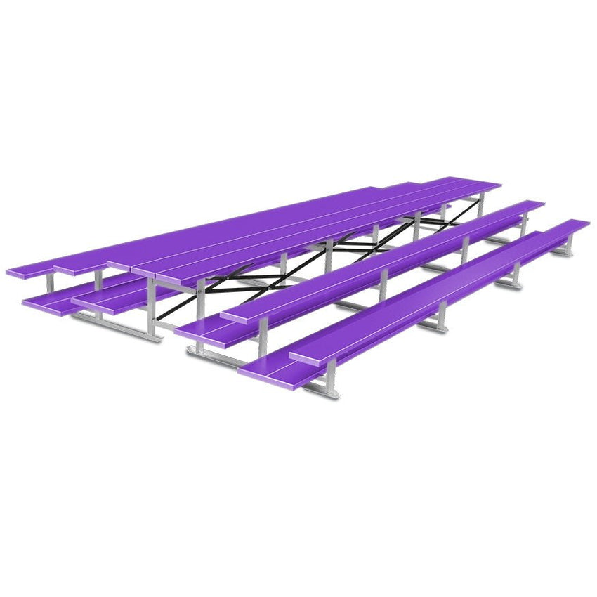 Jaypro Sports Bleacher - 3 Row - Tip & Roll, Double Foot Plank, Back to Back, Powder Coated - 21' L (BTDP - 321PC) - SchoolOutlet
