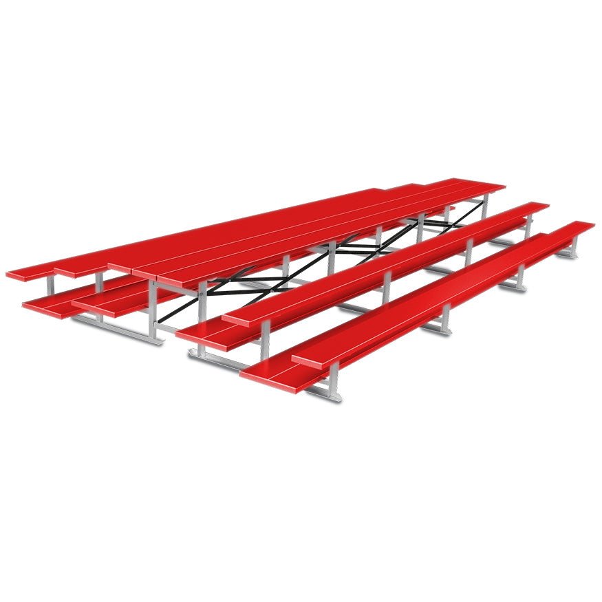 Jaypro Sports Bleacher - 3 Row - Tip & Roll, Double Foot Plank, Back to Back, Powder Coated - 21' L (BTDP - 321PC) - SchoolOutlet