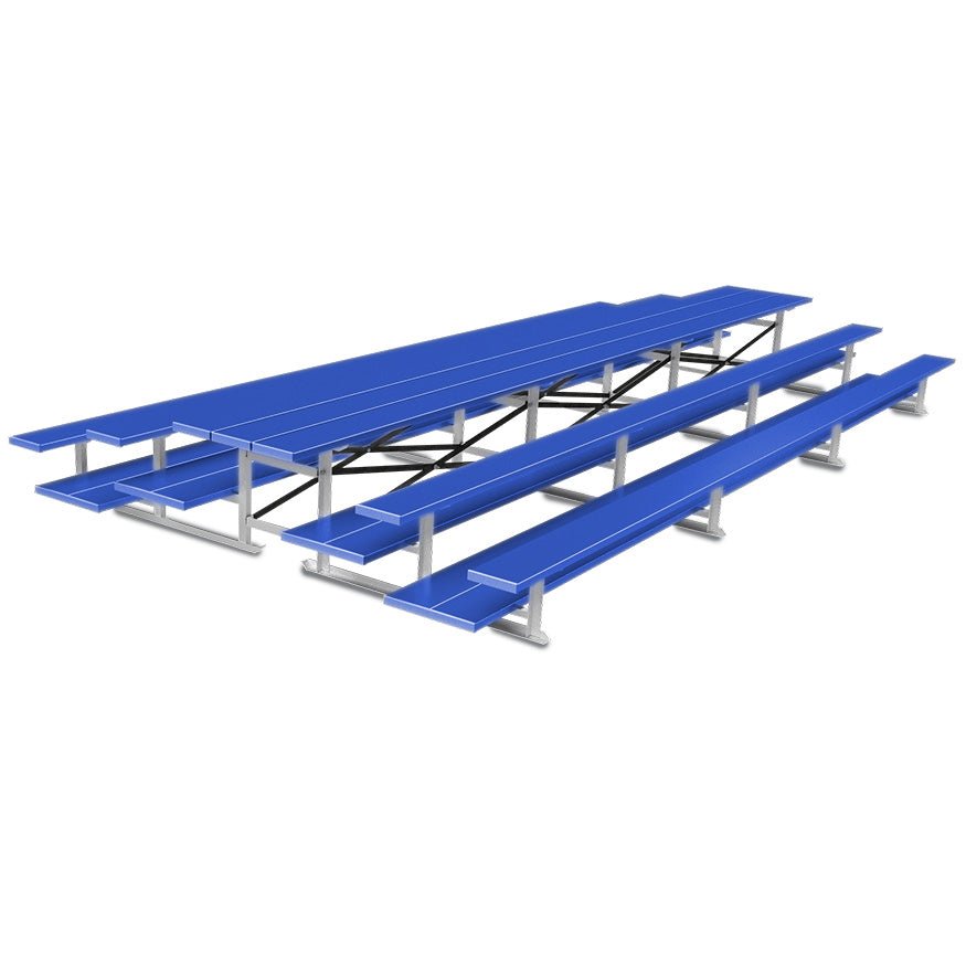 Jaypro Sports Bleacher - 3 Row - Tip & Roll, Double Foot Plank, Back to Back, Powder Coated - 21' L (BTDP - 321PC) - SchoolOutlet