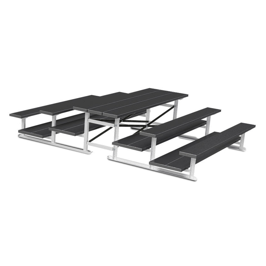 Jaypro Sports Bleacher - 3 Row - Tip & Roll, Double Foot Plank, Back to Back, Powder Coated - 7.5' L (BTDP - 375PC) - SchoolOutlet