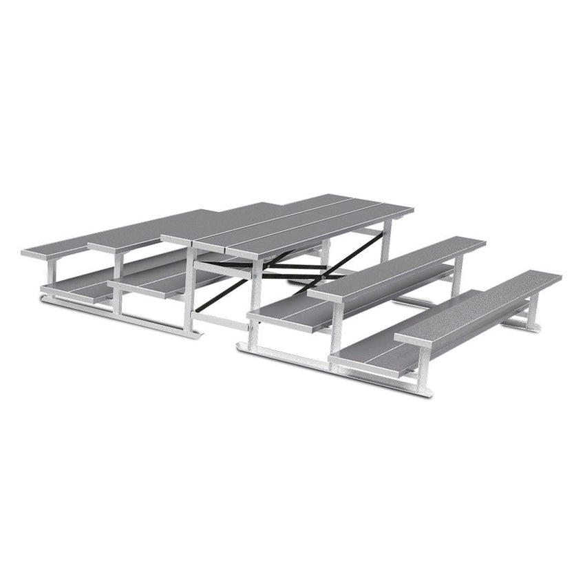 Jaypro Sports Bleacher - 3 Row - Tip & Roll, Double Foot Plank, Back to Back, Powder Coated - 7.5' L (BTDP - 375PC) - SchoolOutlet