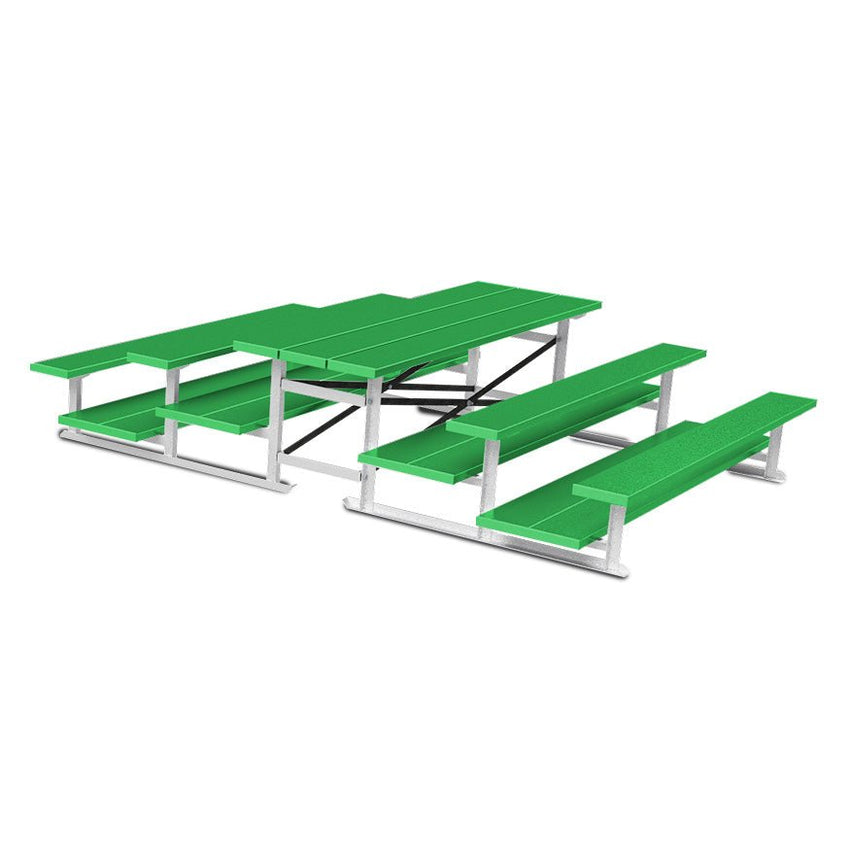 Jaypro Sports Bleacher - 3 Row - Tip & Roll, Double Foot Plank, Back to Back, Powder Coated - 7.5' L (BTDP - 375PC) - SchoolOutlet