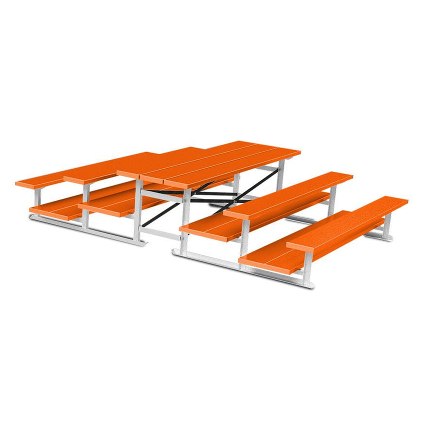 Jaypro Sports Bleacher - 3 Row - Tip & Roll, Double Foot Plank, Back to Back, Powder Coated - 7.5' L (BTDP - 375PC) - SchoolOutlet