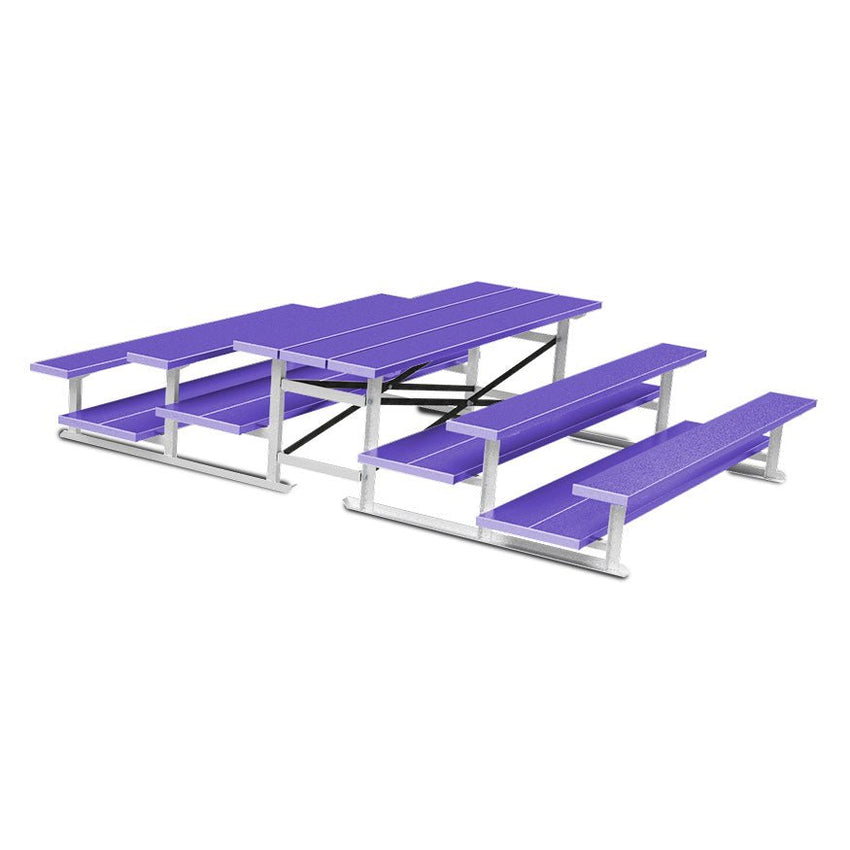 Jaypro Sports Bleacher - 3 Row - Tip & Roll, Double Foot Plank, Back to Back, Powder Coated - 7.5' L (BTDP - 375PC) - SchoolOutlet