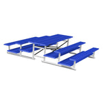 Jaypro Sports Bleacher - 3 Row - Tip & Roll, Double Foot Plank, Back to Back, Powder Coated - 7.5' L (BTDP - 375PC) - SchoolOutlet