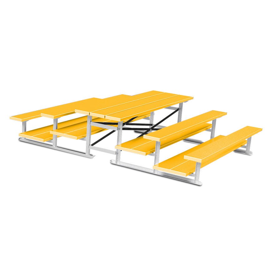 Jaypro Sports Bleacher - 3 Row - Tip & Roll, Double Foot Plank, Back to Back, Powder Coated - 7.5' L (BTDP - 375PC) - SchoolOutlet