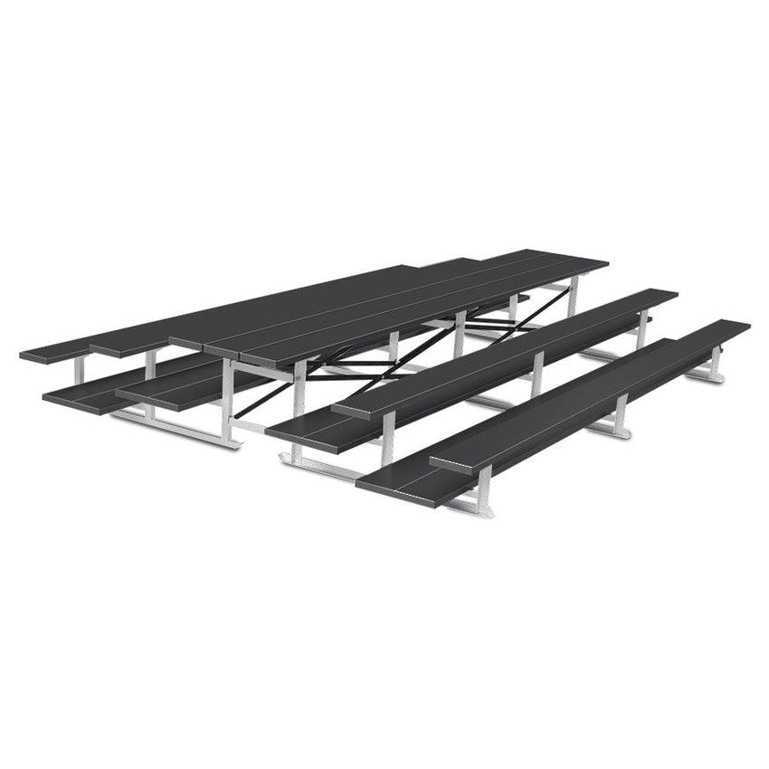 Jaypro Sports Bleacher - 3 Row - Tip & Roll, Double Foot Plank, Back to Back, Powder Coated - 15' L (BTDP - 3PC) - SchoolOutlet