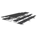 Jaypro Sports Bleacher - 3 Row - Tip & Roll, Double Foot Plank, Back to Back, Powder Coated - 15' L (BTDP - 3PC) - SchoolOutlet