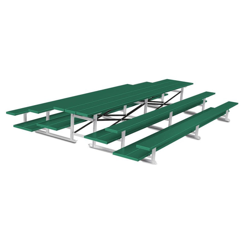 Jaypro Sports Bleacher - 3 Row - Tip & Roll, Double Foot Plank, Back to Back, Powder Coated - 15' L (BTDP - 3PC) - SchoolOutlet