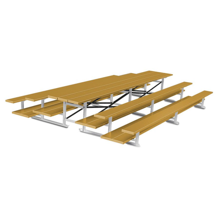 Jaypro Sports Bleacher - 3 Row - Tip & Roll, Double Foot Plank, Back to Back, Powder Coated - 15' L (BTDP - 3PC) - SchoolOutlet