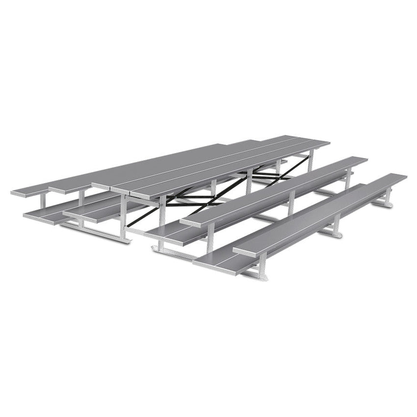 Jaypro Sports Bleacher - 3 Row - Tip & Roll, Double Foot Plank, Back to Back, Powder Coated - 15' L (BTDP - 3PC) - SchoolOutlet
