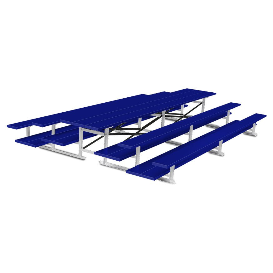 Jaypro Sports Bleacher - 3 Row - Tip & Roll, Double Foot Plank, Back to Back, Powder Coated - 15' L (BTDP - 3PC) - SchoolOutlet