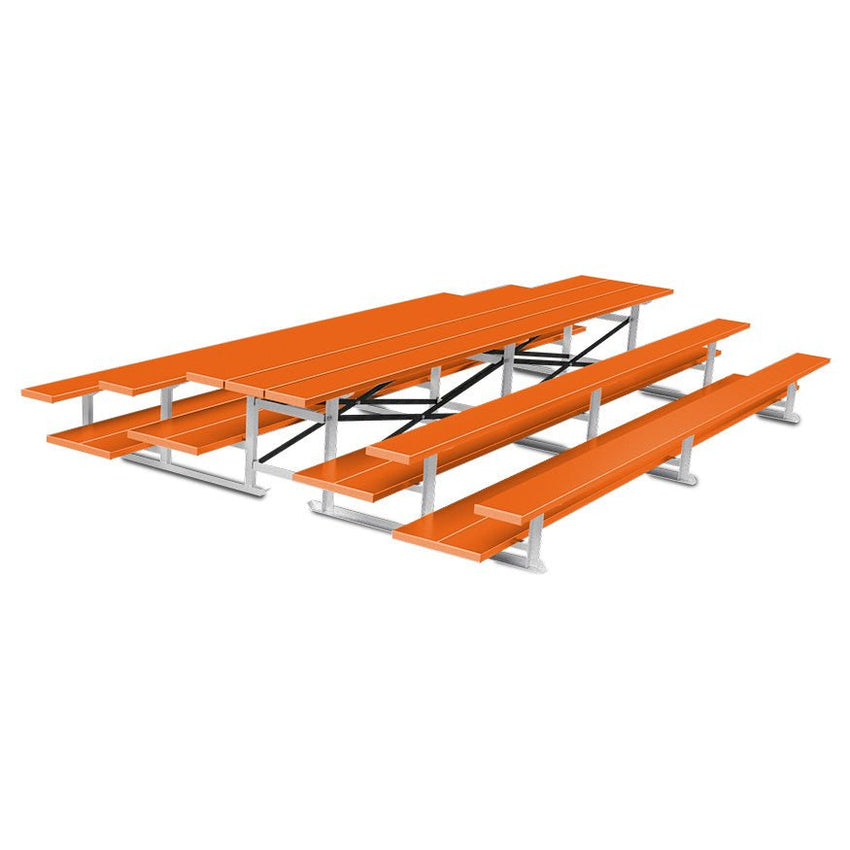 Jaypro Sports Bleacher - 3 Row - Tip & Roll, Double Foot Plank, Back to Back, Powder Coated - 15' L (BTDP - 3PC) - SchoolOutlet