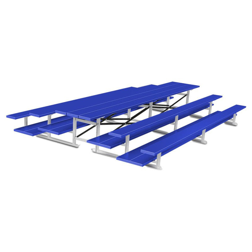 Jaypro Sports Bleacher - 3 Row - Tip & Roll, Double Foot Plank, Back to Back, Powder Coated - 15' L (BTDP - 3PC) - SchoolOutlet